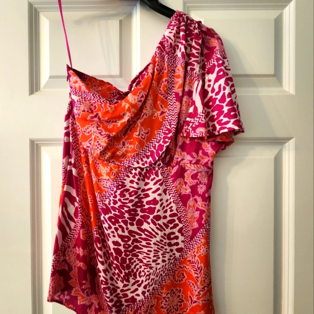 Cache Pink and Orange Silk Top